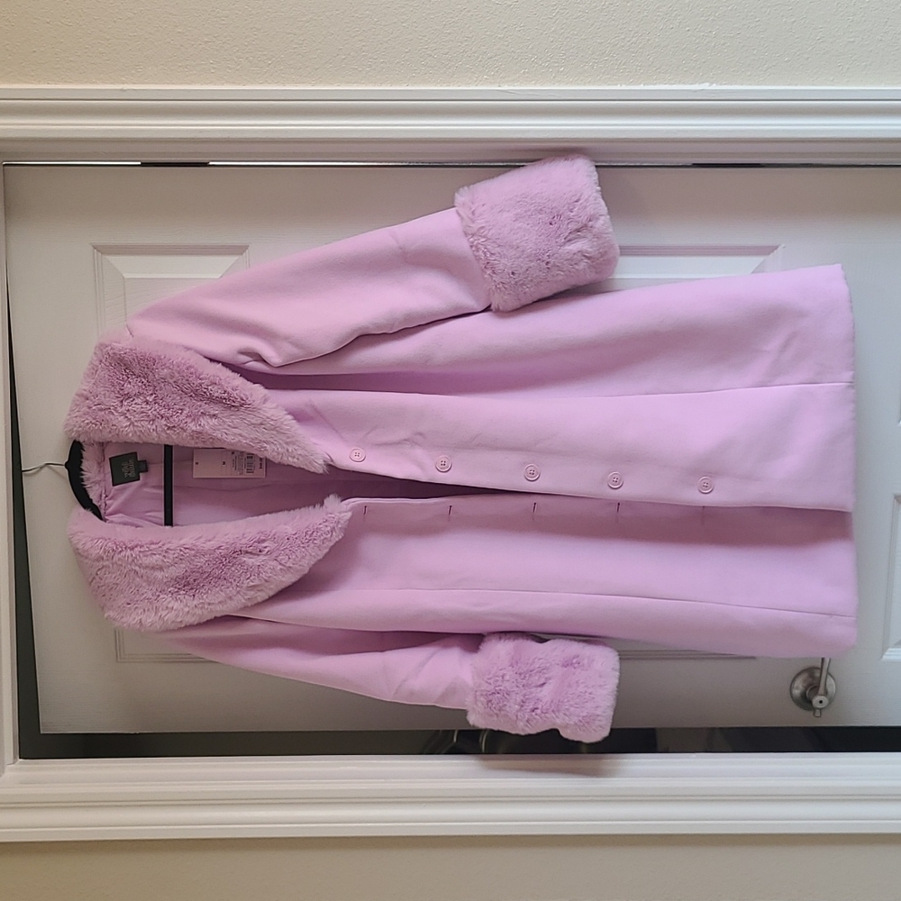 NWT Wild fable lavender fur trim coat size M